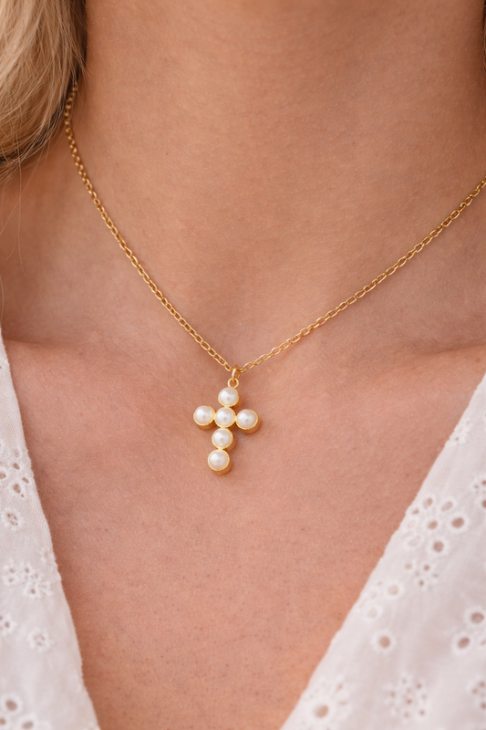 Magnolia Garden Cross Necklace